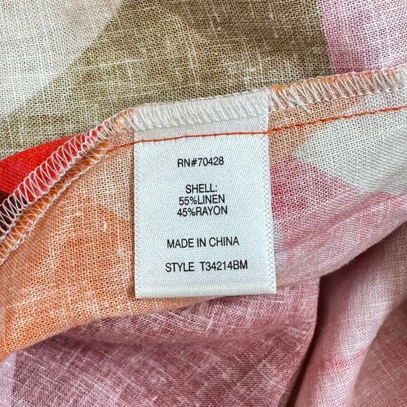 Tru Luxe Jeans XL Linen Blend Blouse NWT Abstract Colorblock Artsy Top - Picture 10 of 11